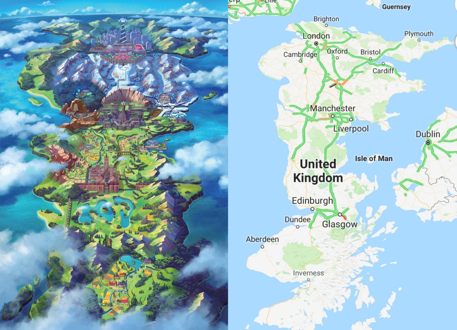 Here's An In-depth Look At Pokémon Sword And Shield's Galar Region Map ...