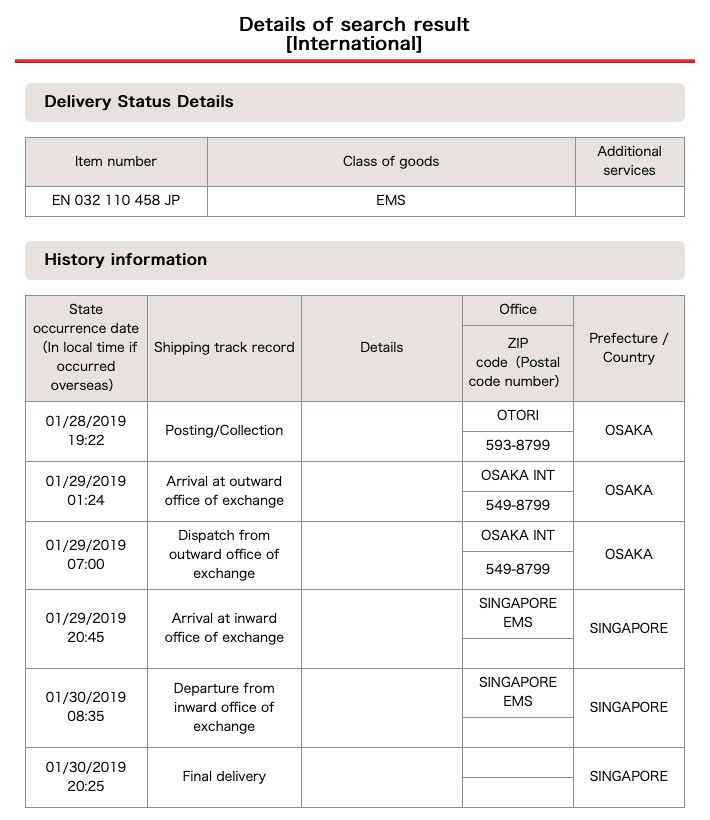 How fast is EMS shipping Japan to USA?