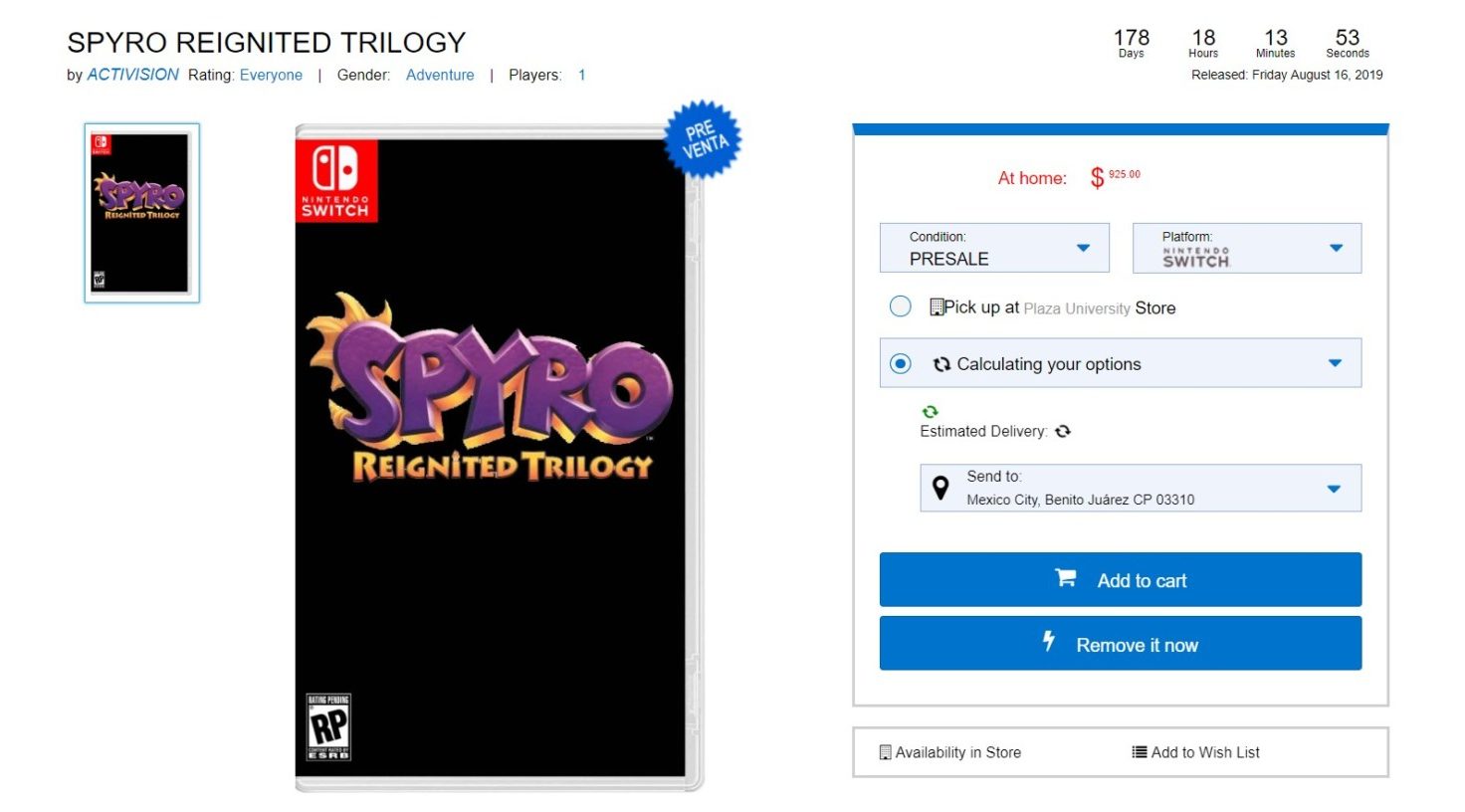 Spyro Reignited Trilogy Listed For Nintendo Switch By Another Retailer