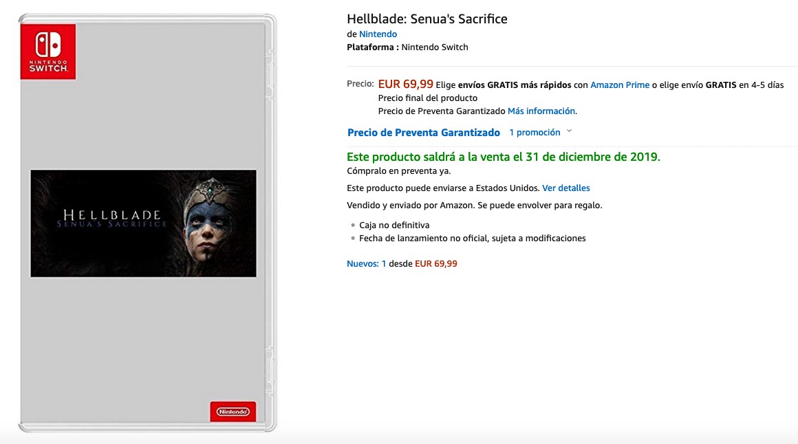 Hellblade: Senua's Sacrifice Switch Physical Release Listed On