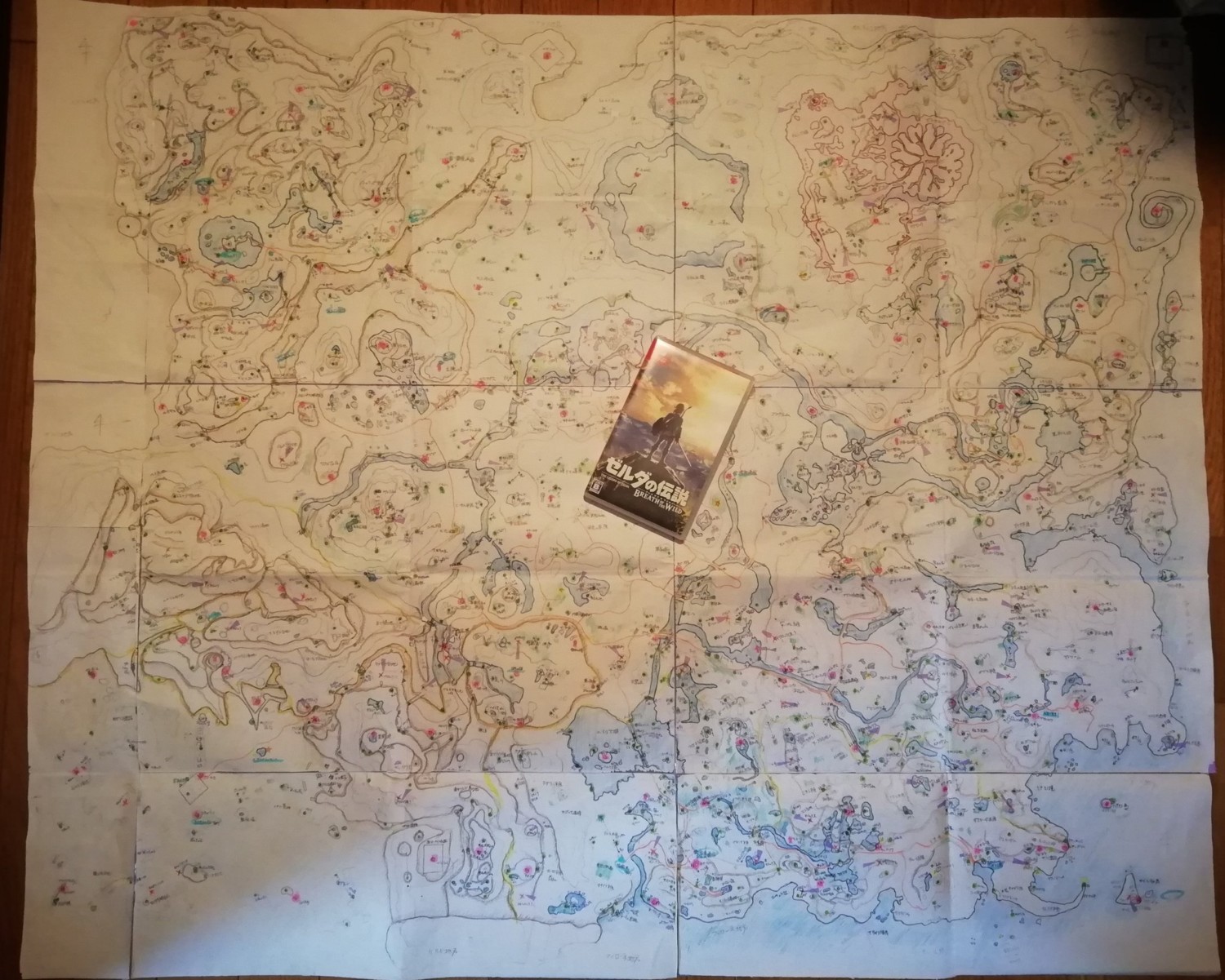 mom makes a gigantic hand drawn map of the legend of zelda