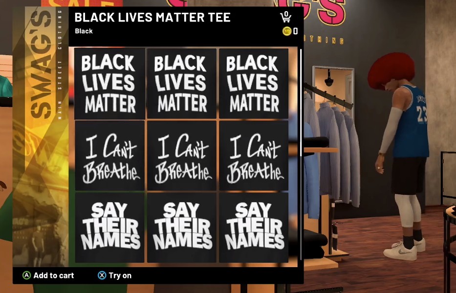 NBA 2K20 I Can't Breathe & Black Lives Matter Tees