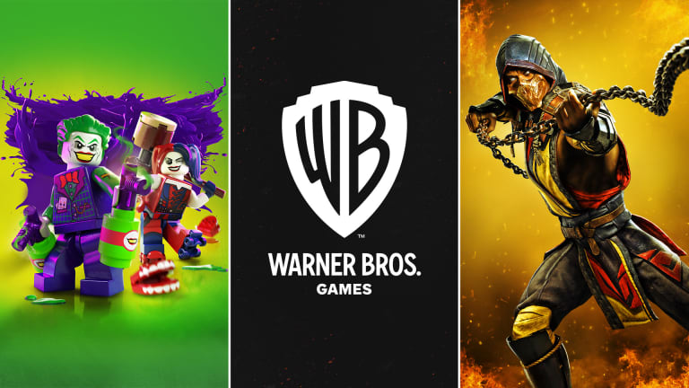 Warner Bros. Games poster with Lego DC Supervillains and Mortal Kombat.