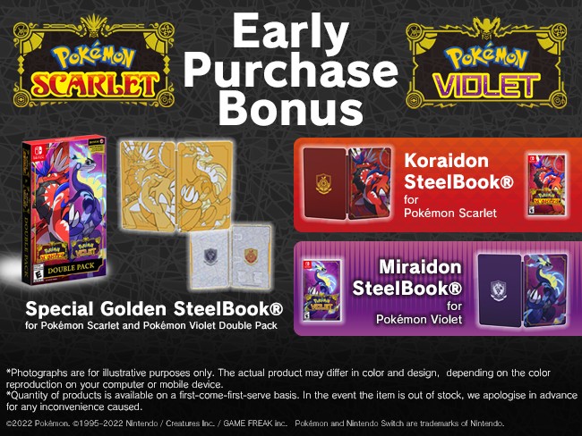 Pokemon Scarlet/Violet Steelbook Early Purchase Bonus Revealed For  Singapore – NintendoSoup