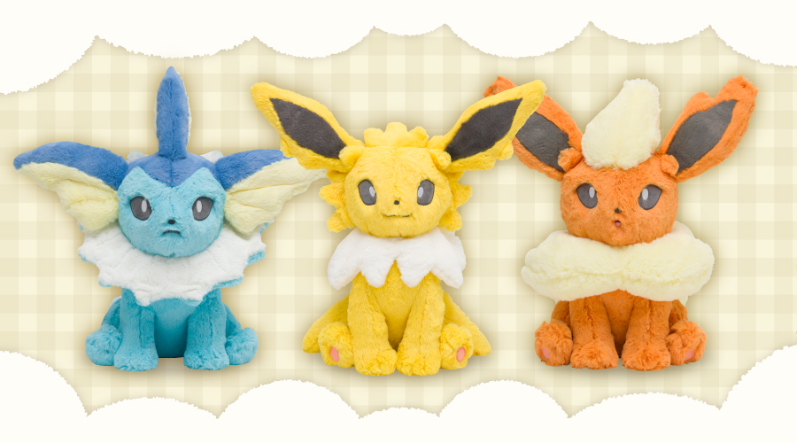 Pokemon Center Japan Announces Fluffy Hugging Plushies For Vaporeon, Jolteon, And Flareon