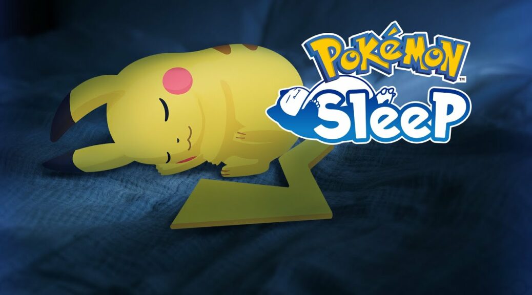  Pokémon Sleep smartphone app logo.
Image shows a blue and white Pokémon Sleep logo with a sleeping Pikachu and the words "Pokémon Sleep