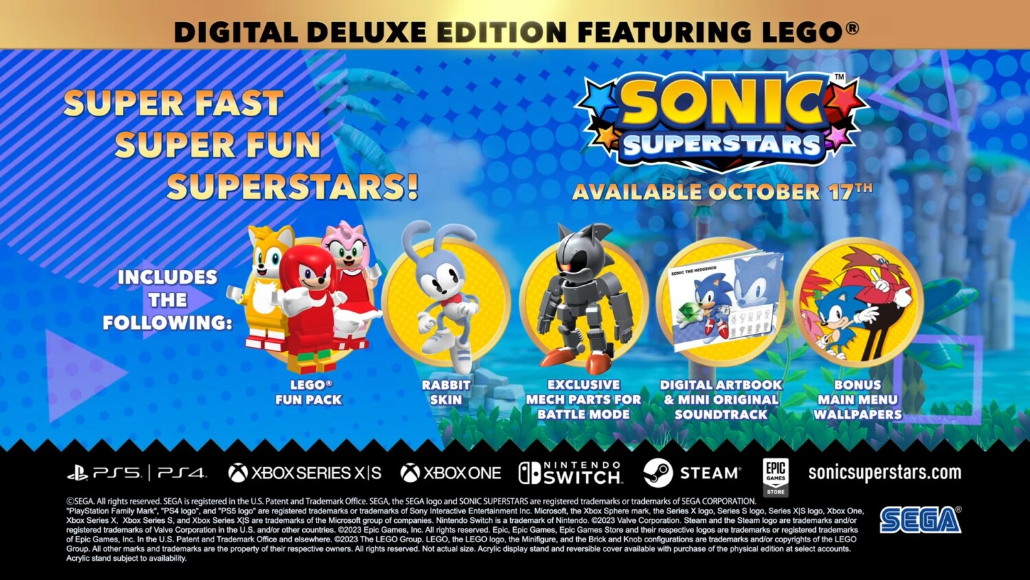 Sonic Superstars Launches on October 17 for PS5, PS4, Xbox Series X