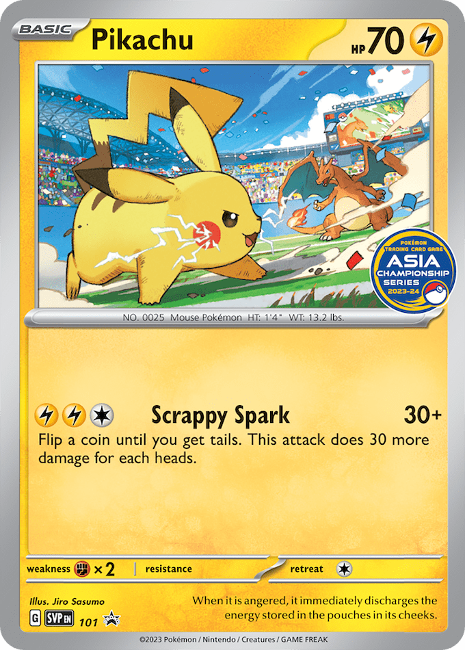 Pokemon TCG Asia Championships Pikachu Promo Card’s English Design