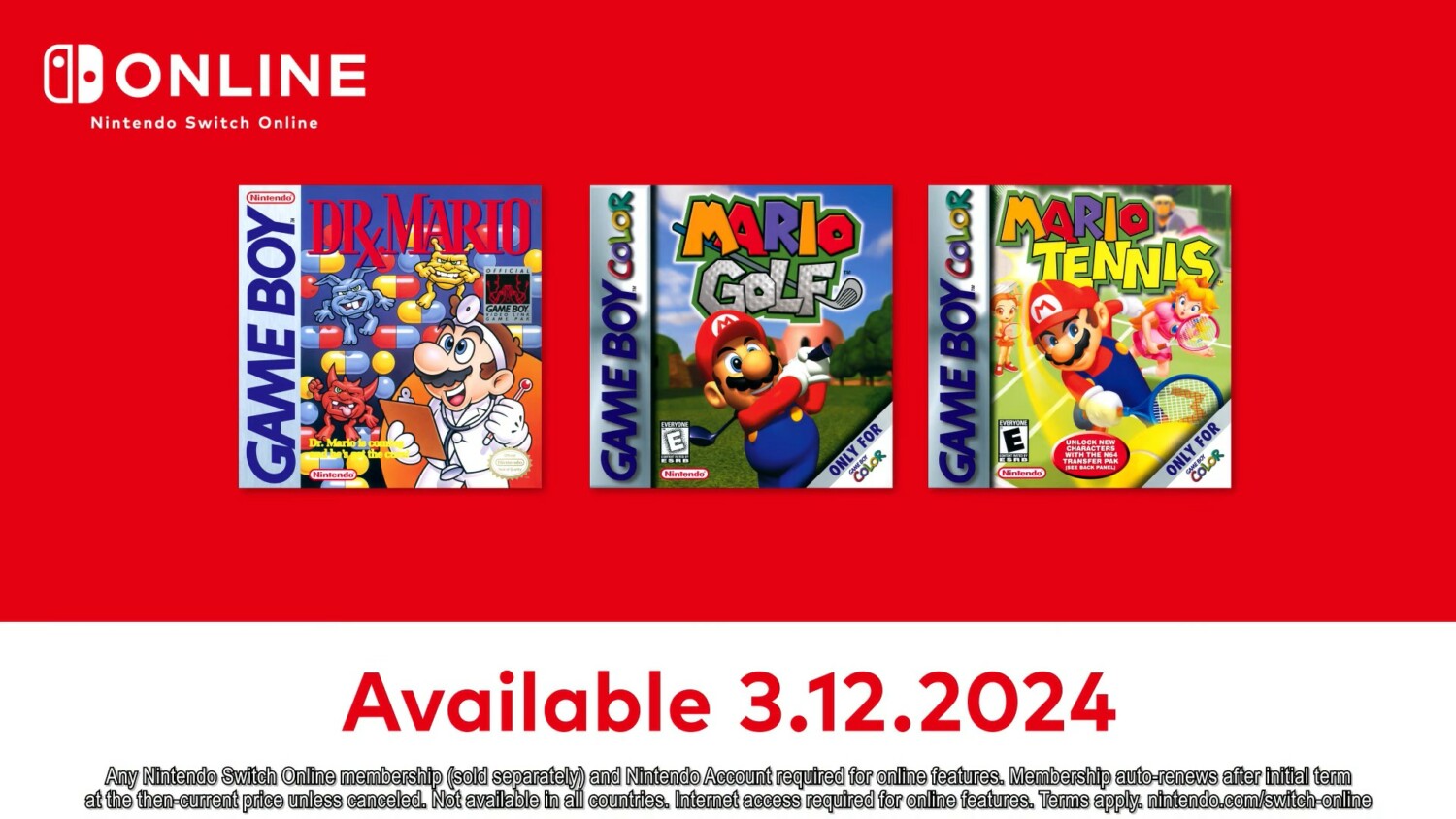 Dr Mario, Mario Golf, And Mario Tennis Coming To Switch Online Game Boy Catalogue