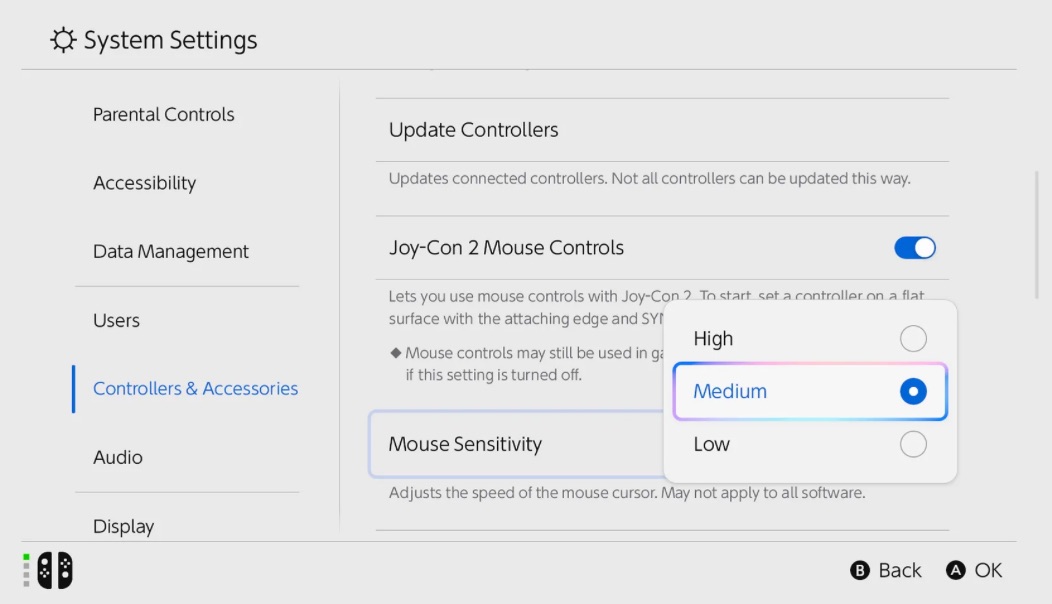 Nintendo Switch 2 Adds Adjustable Mouse Sensitivity for Joy-Con 2 and Compatible Accessories