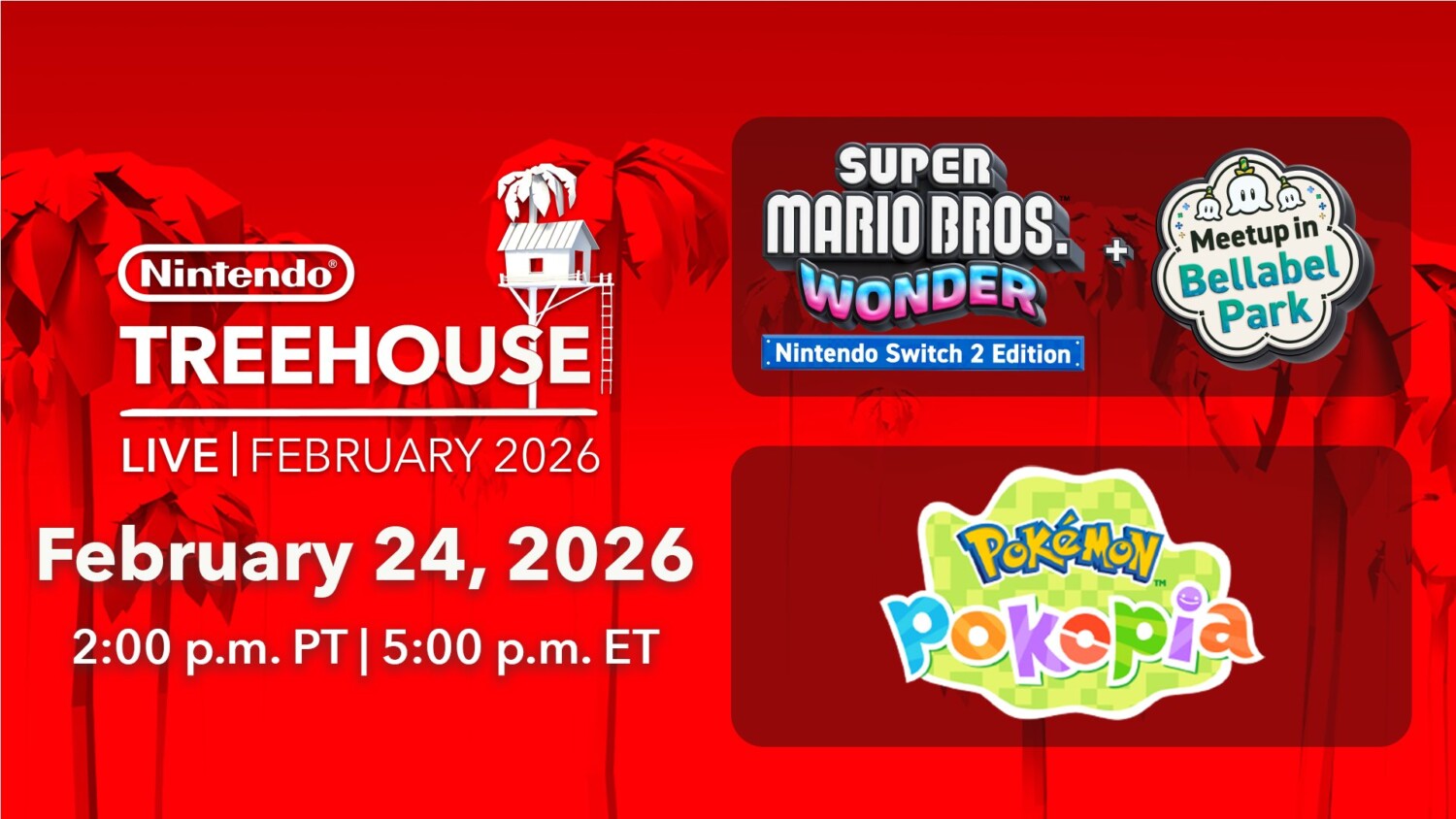 Nintendo Treehouse Live Set for February 24, 2026: Super Mario Bros. Wonder – Switch 2 Edition and Pokémon Pokopia in the Spotlight - Nintendo News Article