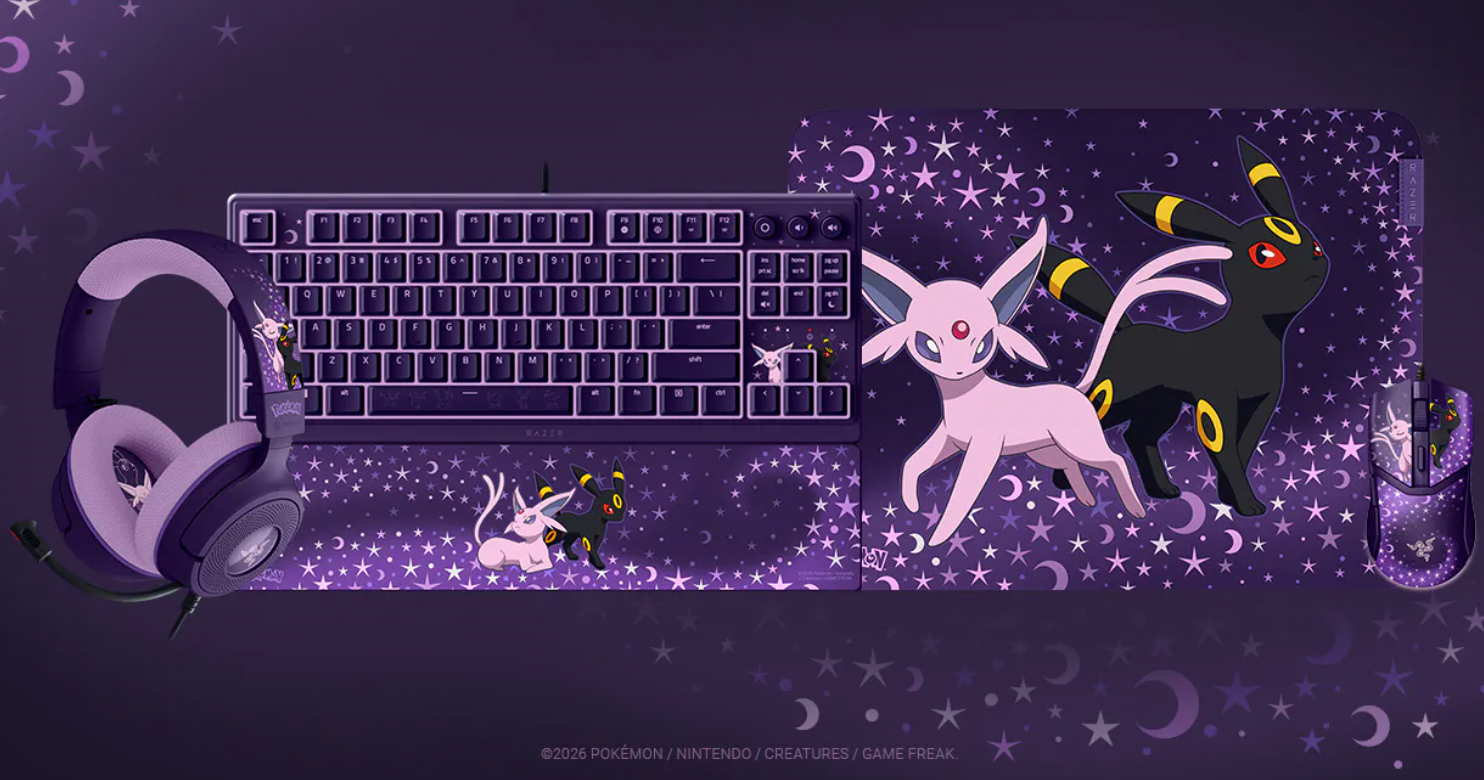 Razer Pokémon Espeon and Umbreon Gaming Accessories Arrive for Switch and PC Fans - Nintendo News Article
