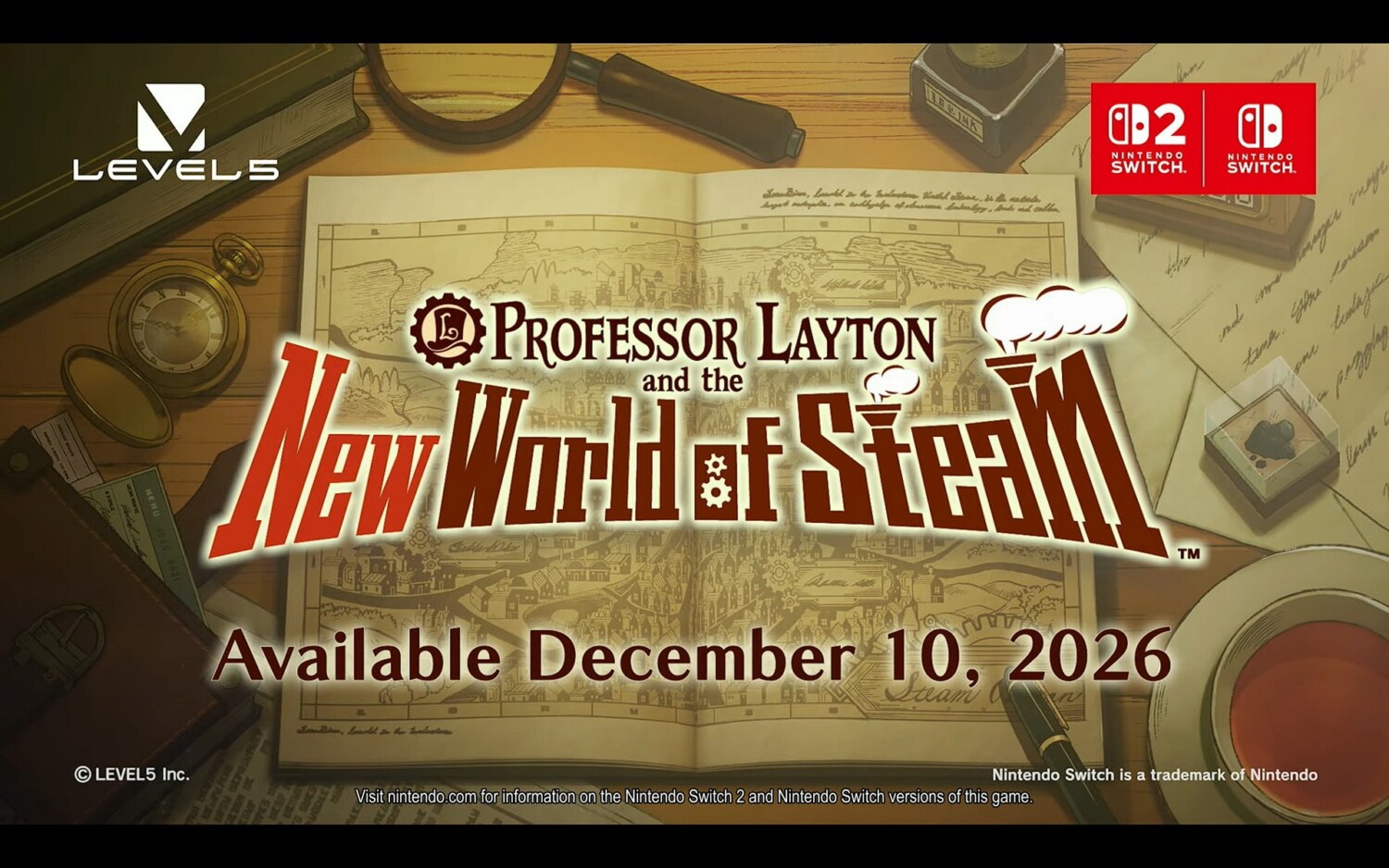 Professor Layton And The New World of Steam Release Date Confirmed for December 10, 2026 on Nintendo Switch and Nintendo Switch 2 - Nintendo News Article