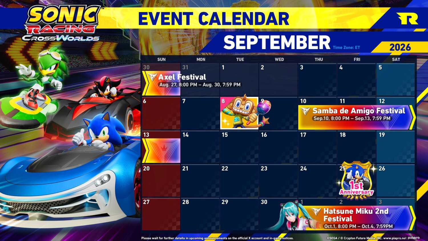 Samba de Amigo DLC Release Date Confirmed for Sonic Racing: CrossWorlds — Amigo Joins Roster on September 8, 2026 - Nintendo News Article
